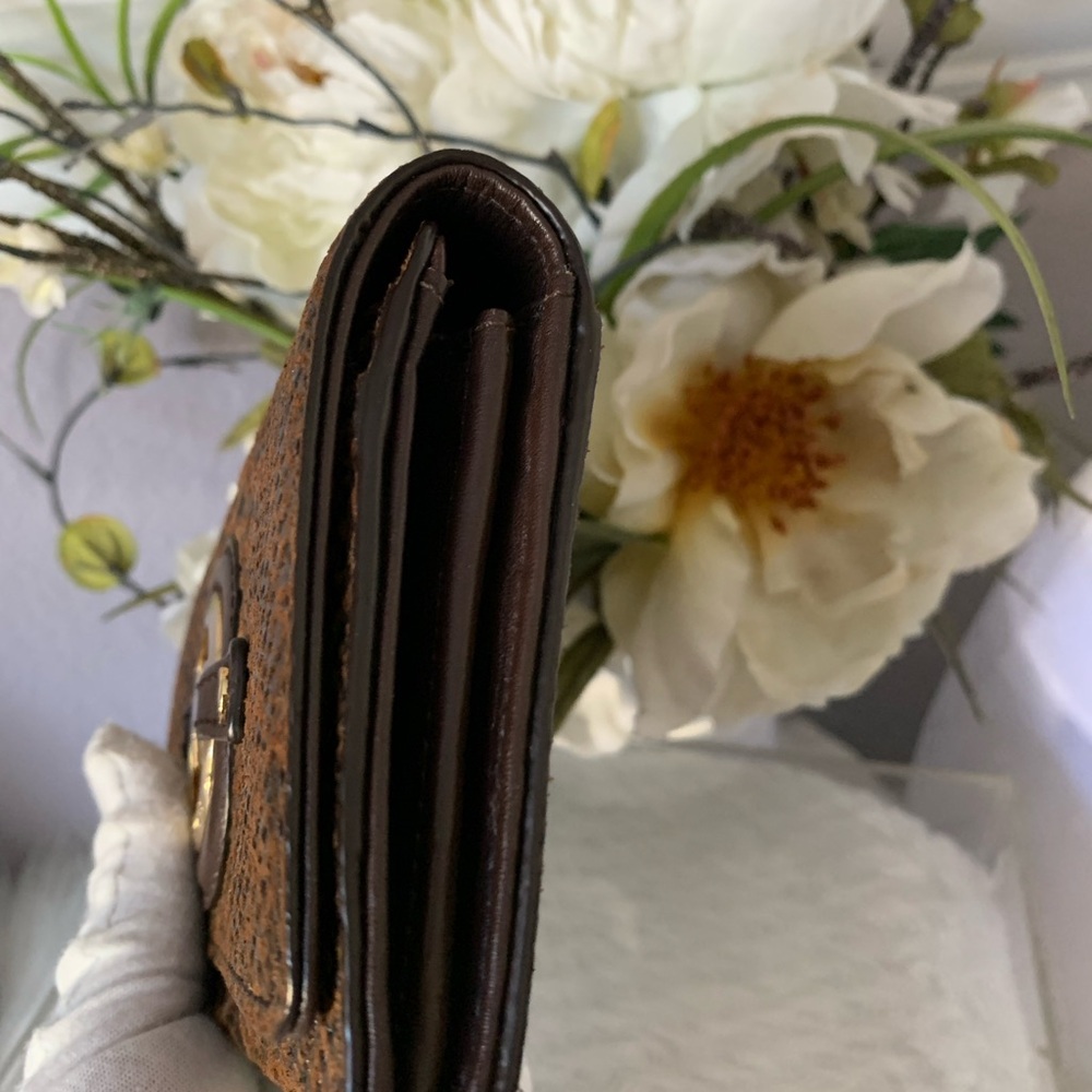 Michael Kors Brown Python Embossed Leather Fulton Wallet - Picture 3 of 5